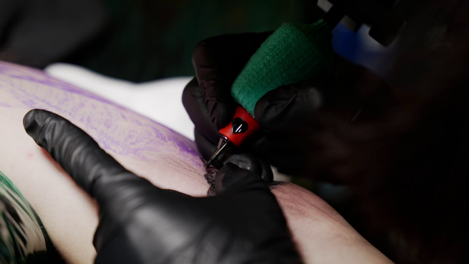 Interior tattoo studio documentary detail